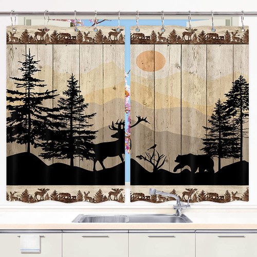 Cabin window curtains - window, rustic